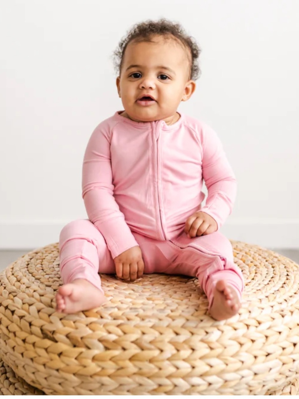 Little Sleepies Solid Bubblegum Pink Convertible Romper Sleeper Bamboo 0-3 Month - Picture 2 of 5
